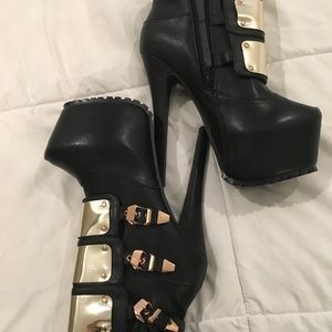 Black and gold high heels